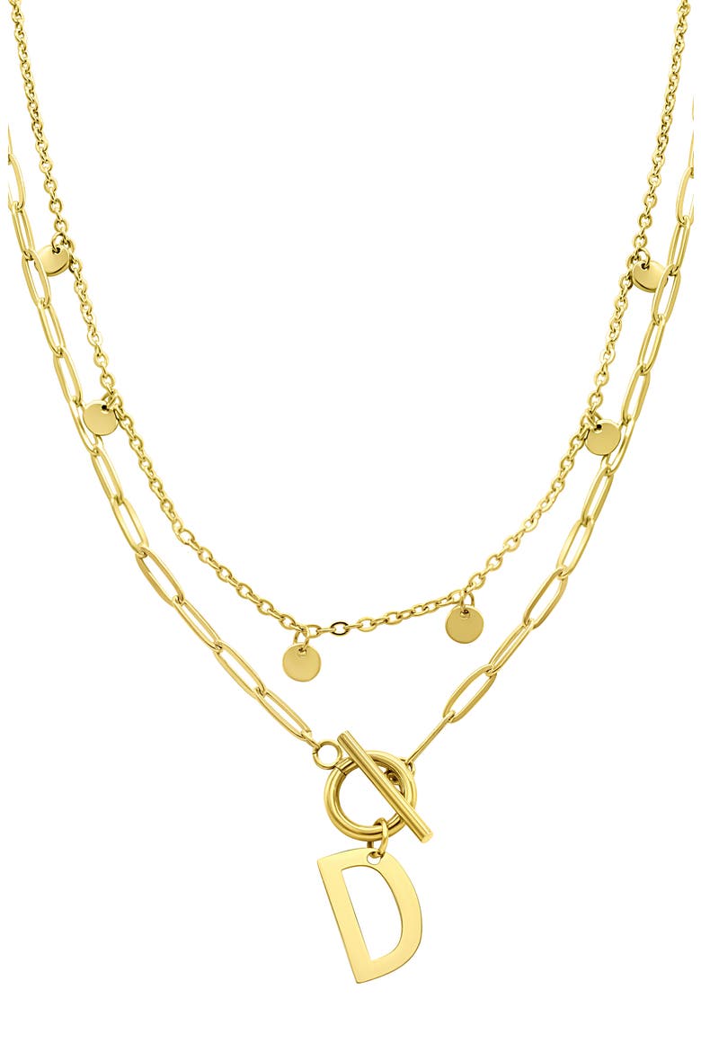 Initial Pendant Layered Chain Necklace, Main, color, GOLD-D
