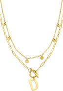 Adornia Initial Pendant Layered Chain Necklace