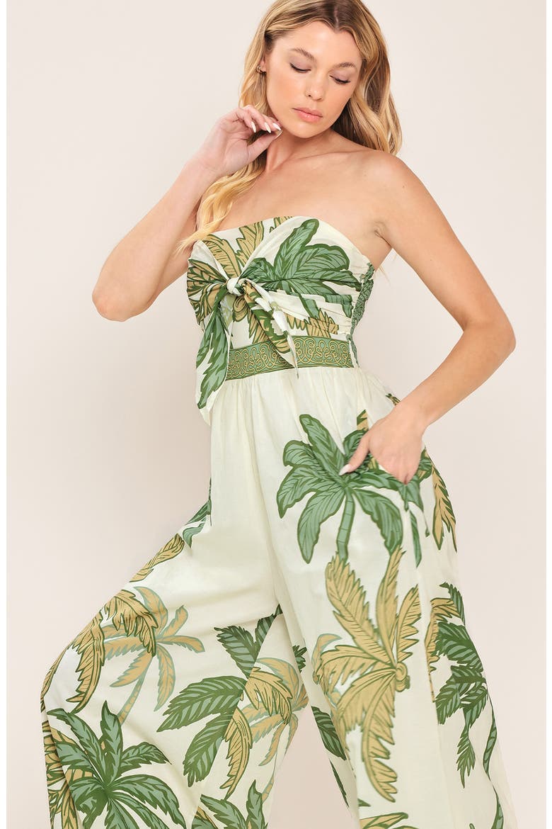 Placed Print Strapless Cotton Maxi Dress, Alternate, color, IVORY OLIVE