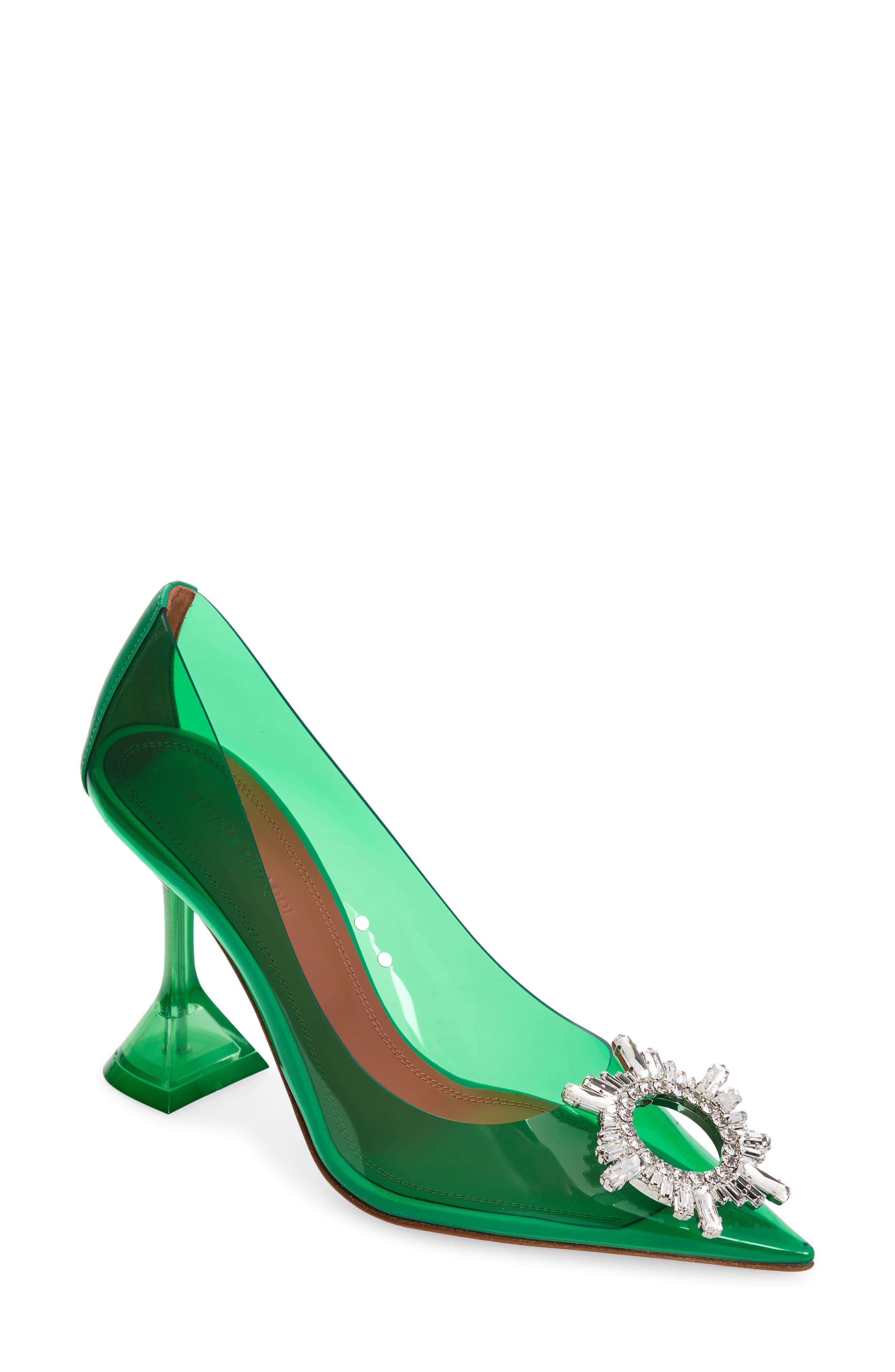 Amina Muaddi Begum Glass Pointed Toe Pump, Main, color, 