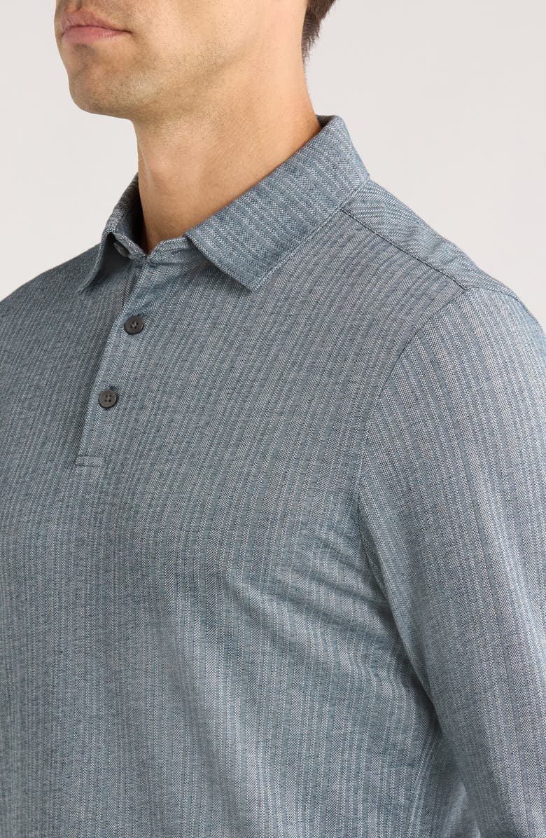 Robert Barakett Monolif Stripe Long Sleeve Polo, Alternate, color, Night Teal