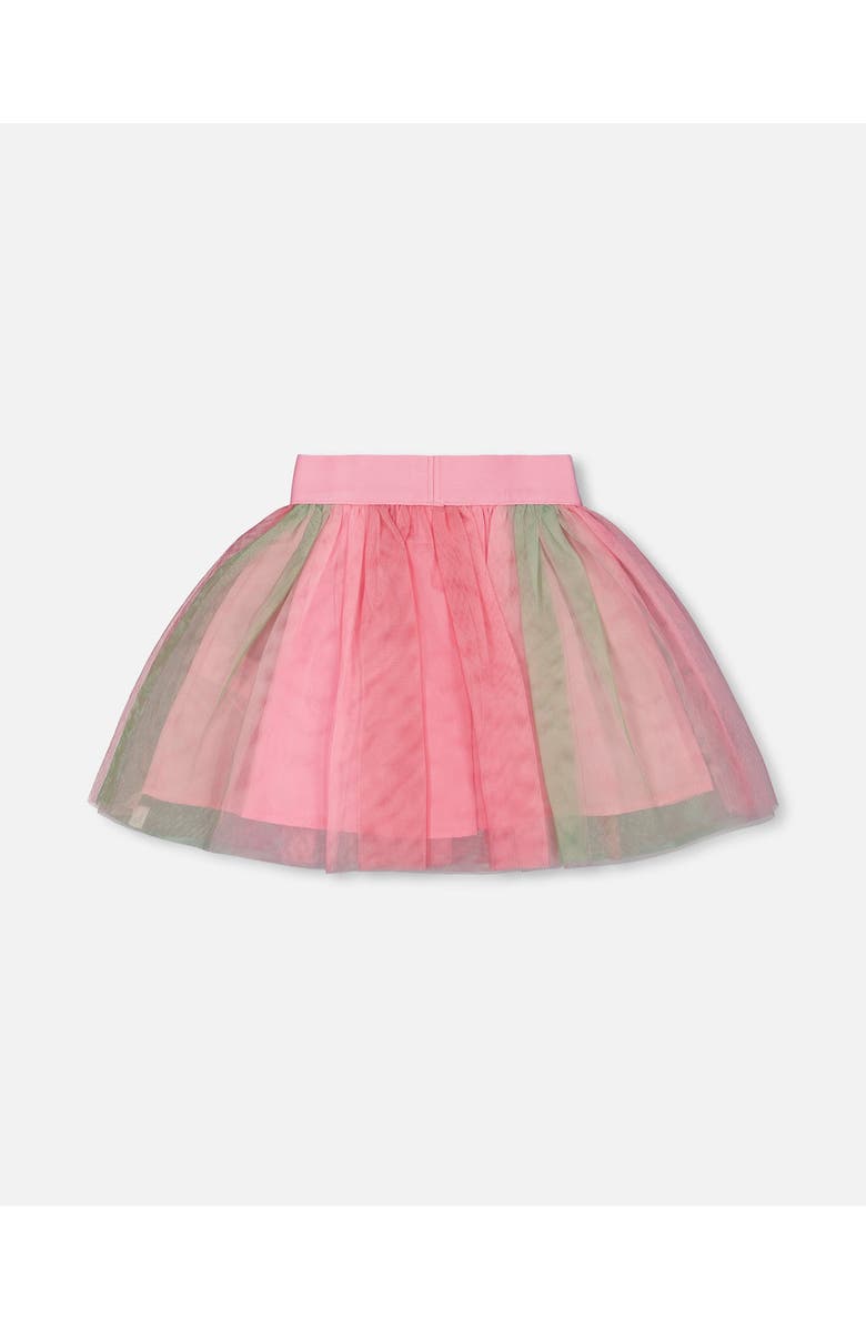 Deux par Deux Girl's Printed Mesh Skirt Pink And Green, Alternate, color, Pink And Green