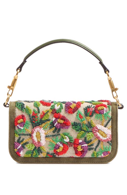 Valentino Loco Small Flower Beaded Shoulder Bag In Multi