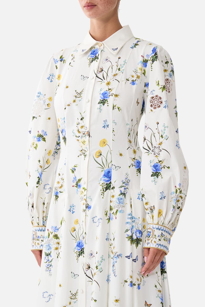 Button Front Midi Shirt Dress, Alternate, color, Dandelion Skies