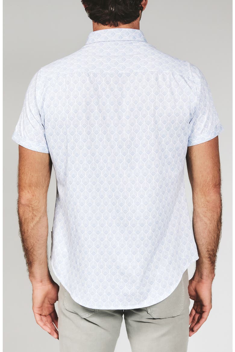 Holden Leaf Print Short Sleeve Stretch Button-Up Shirt, Alternate, color, LIGHT BLUE