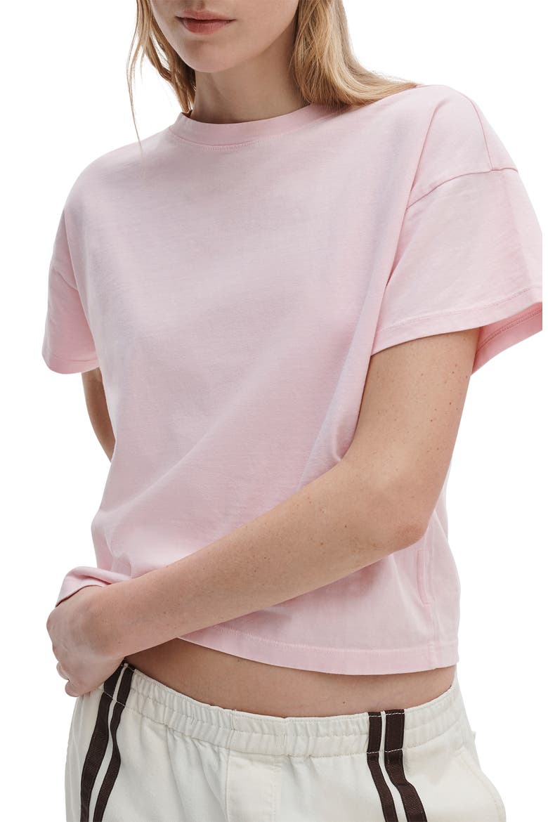 Kelly Washed Boxy Cotton T-Shirt, Alternate, color, PEONY