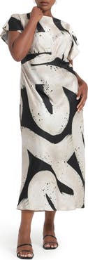 Estelle Drew Satin Midi Dress