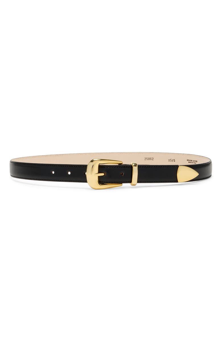 AUREUM No. 16 Crocodile Texture Leather Belt, Main, color, Black/ Gold