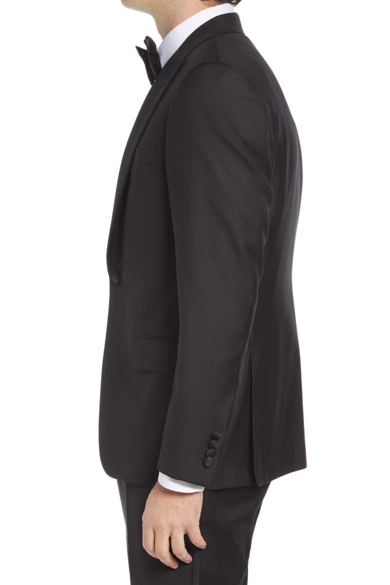 Infinity Classic Fit Peak Lapel Wool Tuxedo, Alternate, color, BLACK