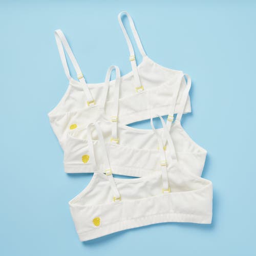 Yellowberry Pipit Pima Cotton Bra 3pk In White Iceberg