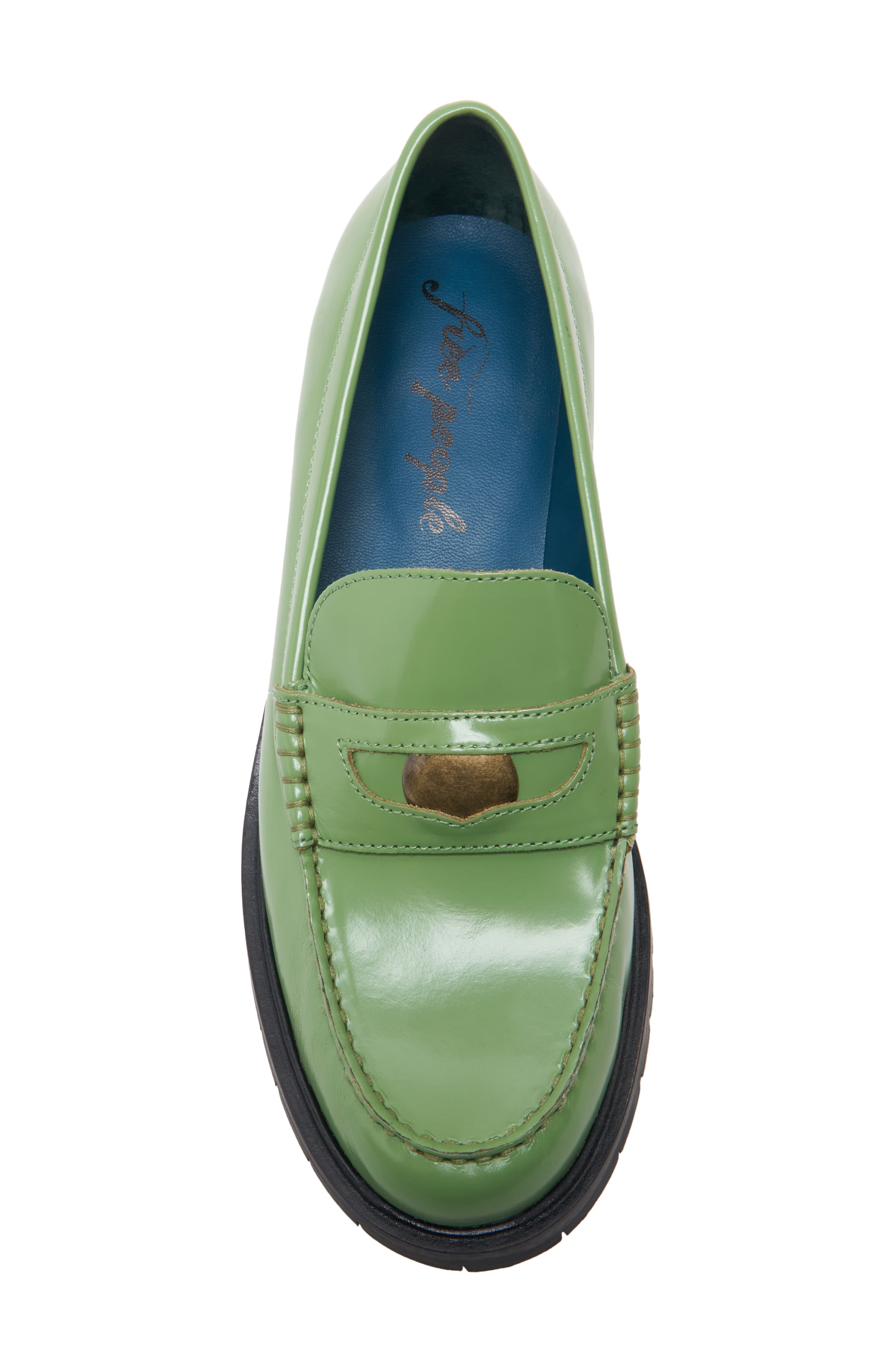Free People Liv Penny Loafer, Alternate, color, Green Apple