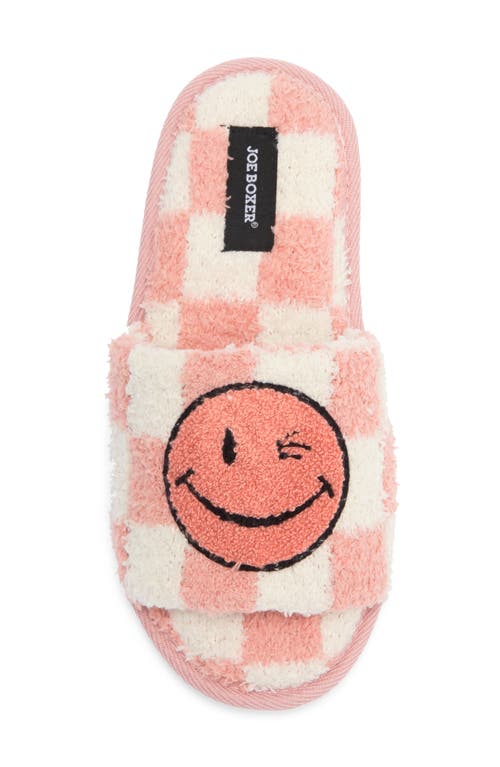 Joe Boxer Faux Fur Happy Face Slide Slipper In Brown