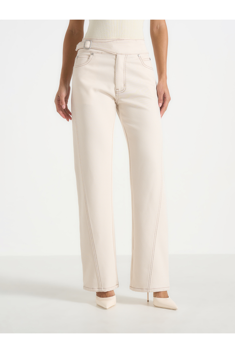 Loane Twist Leg Jeans With Waist Adjuster, Main, color, Cream