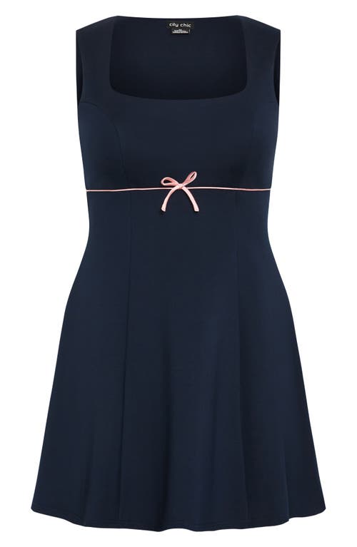 City Chic Bow Cocktail Minidress In Navy