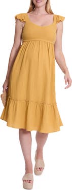 Cache Coeur Melody Organic Cotton Gauze Maternity/Nursing Midi Dress