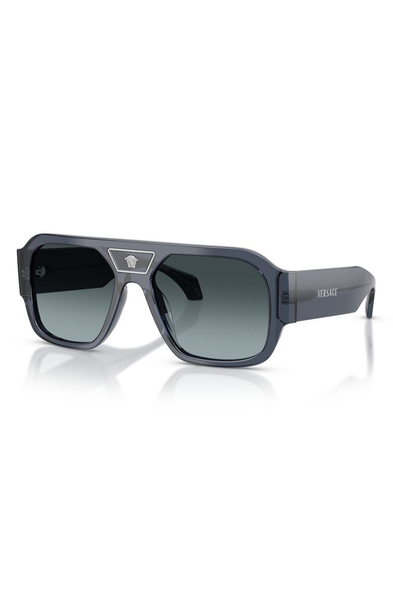 Versace 56mm Square Sunglasses, Alternate, color, Dark Blue / Blue Gradient Grey