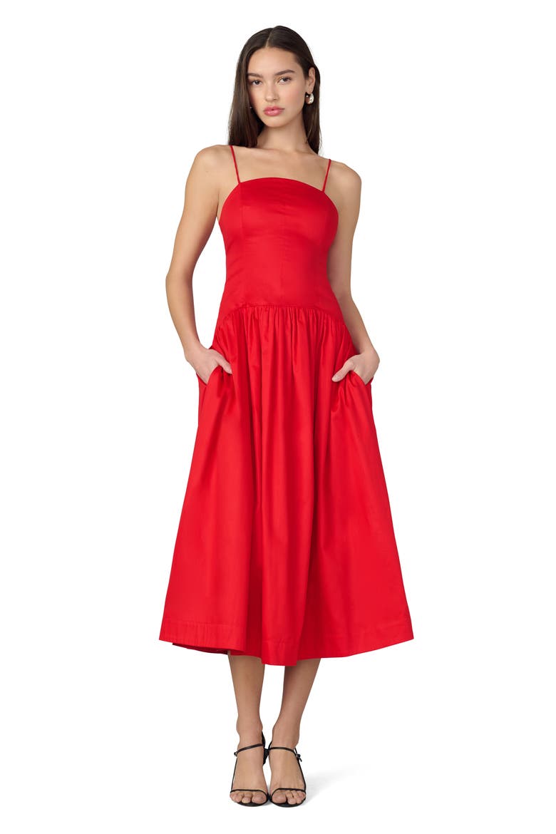 The Mara Sleeveless Midi Dress, Alternate, color, CHERRY RED