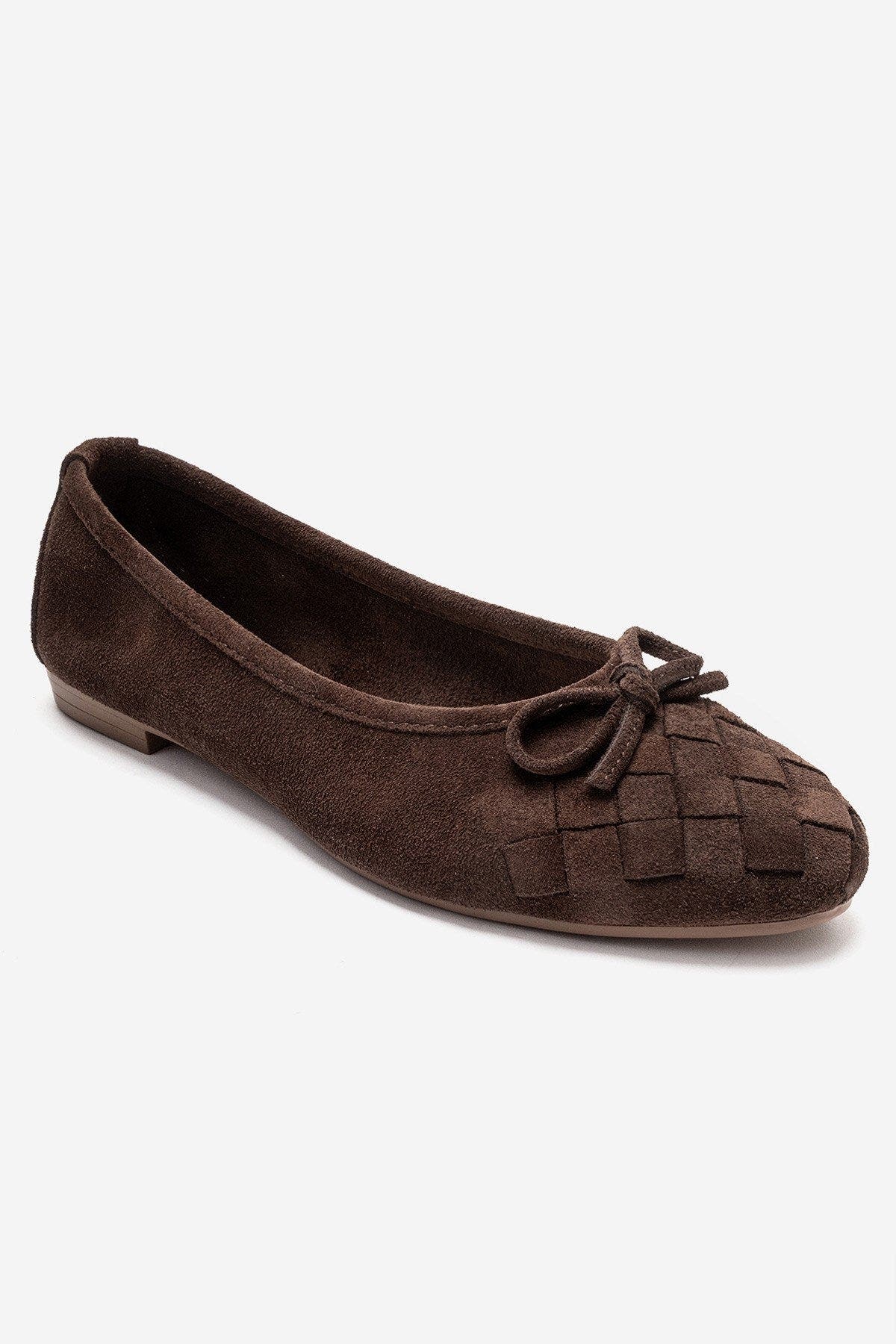 Nopos Leather Cap Toe Ballet Flat, Alternate, color, Brown Suede