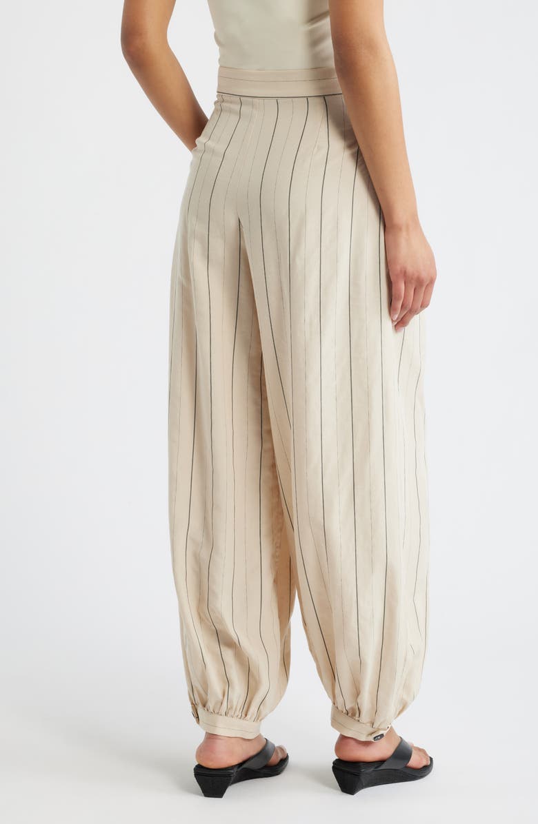 MANGO Malta Pantalon Stripe Balloon Pants, Alternate, color, Ecru