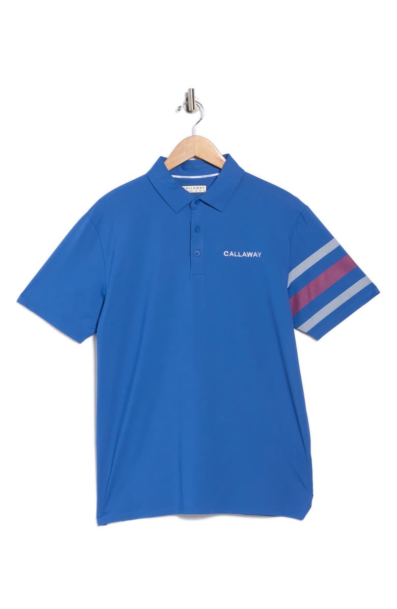 Callaway Triple Stripe Track Sleeve Golf Polo, Alternate, color, Galaxy Blue