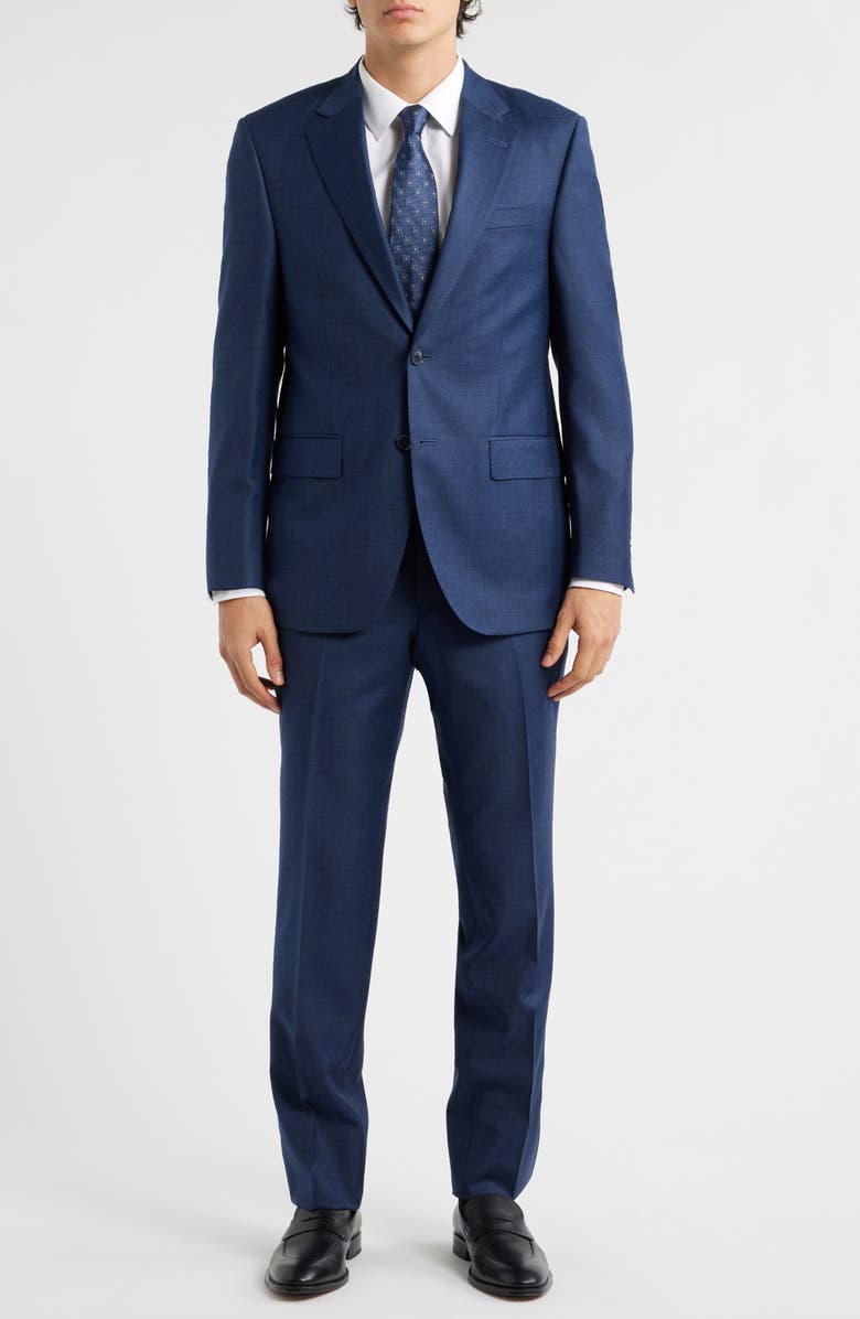 Peter Millar Flynn Classic Fit Navy Microcheck Wool Suit, Main, color, 