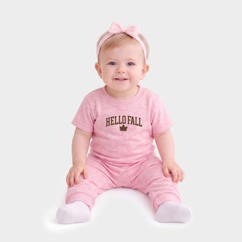 Hello Fall Leaf Infant Jogger Pant Crew Set