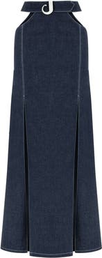 Jendue US Jendue Women's Siena Maxi Denim Skirt - High-Waisted A-Line Blue