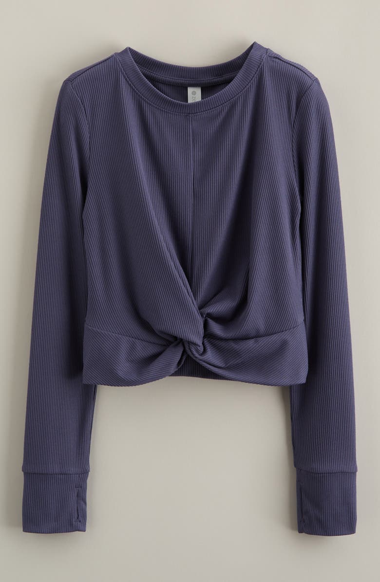 Zella Girl Kids' Ballet Crop Rib T-Shirt, Main, color, Blue Shadow