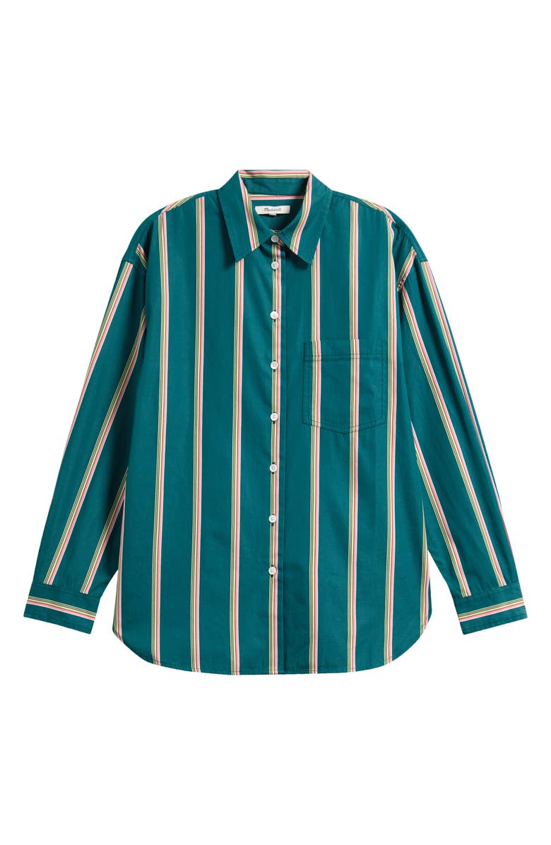 Madewell The Easy Poplin Button-Up Shirt, Main, color, Deep Lagoon Stripe