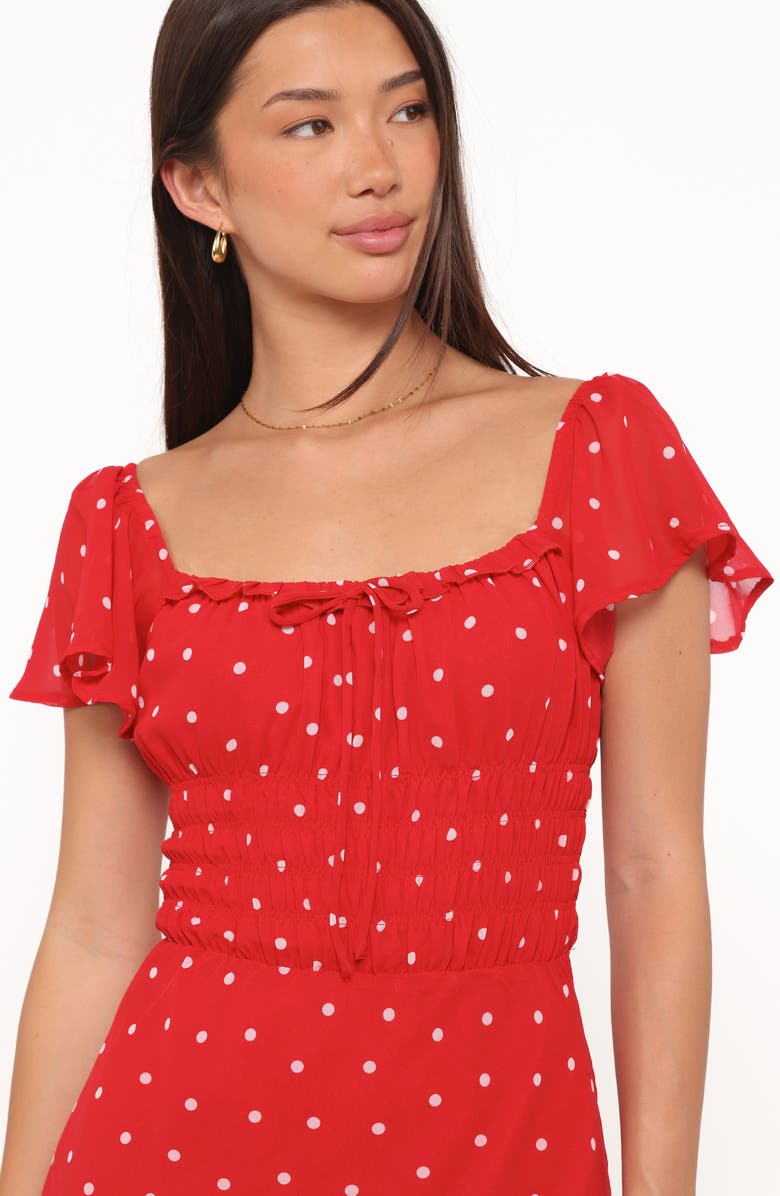 Petal & Pup Sherrie Polka Dot Midi Dress, Alternate, color, Red Polka Dot