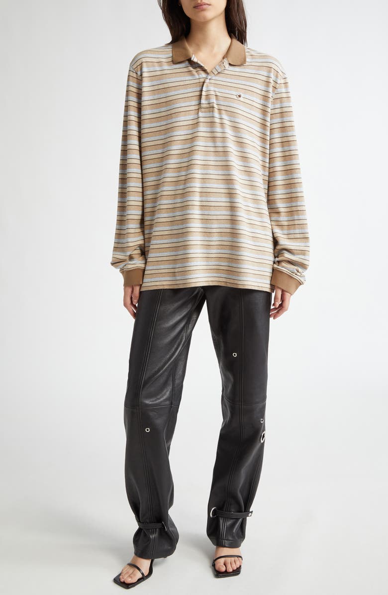 Saks Potts Bonnie Grommet Straight Leg Lambskin Leather Pants, Alternate, color, 