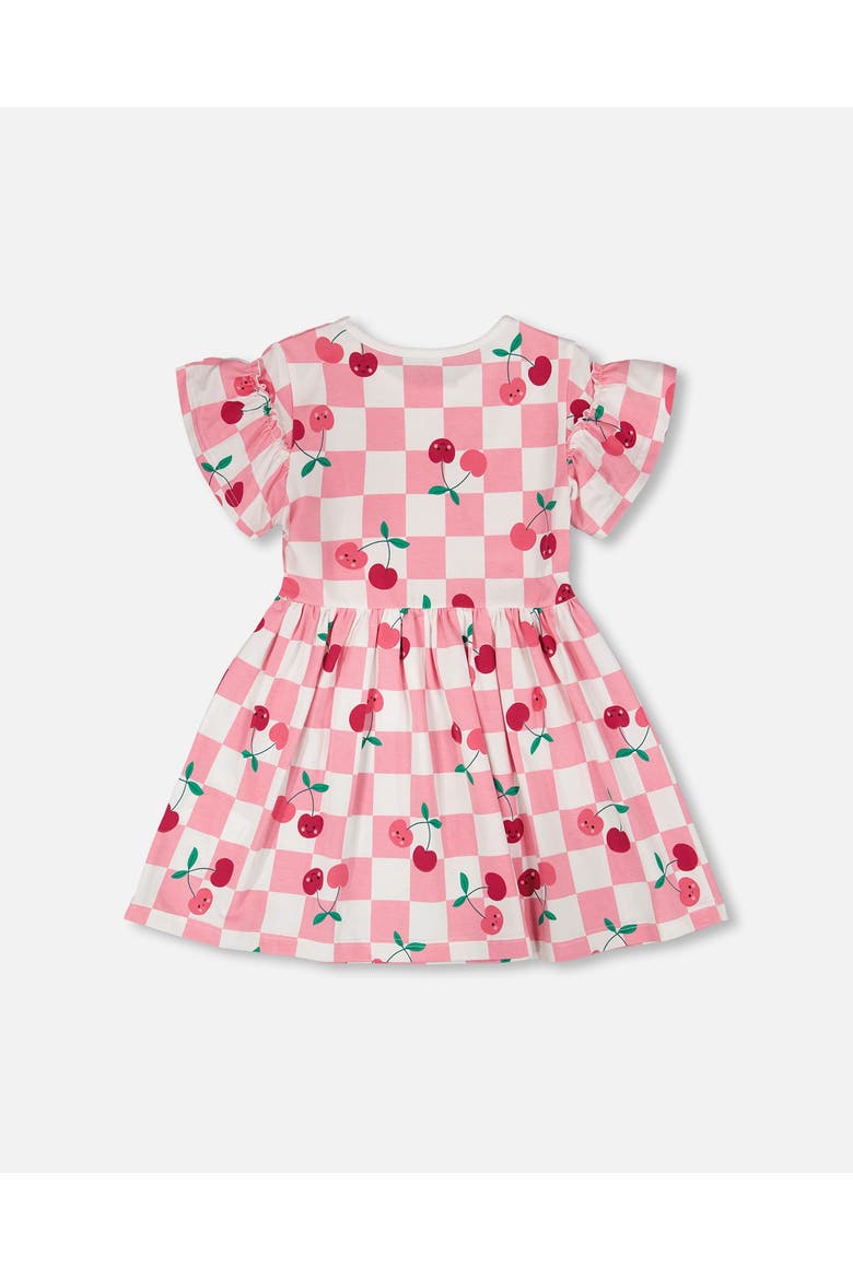 Organic Cotton Jersey Cherries Short Sleeve Dress, Alternate, color, Pink Printed Cherries