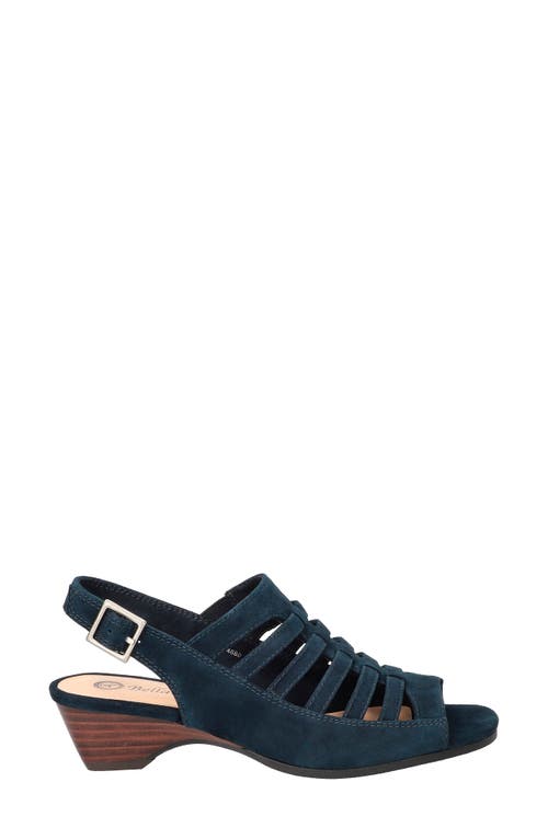 Bella Vita Yakira Strappy Wedge Sandal In Navy Kidsuede Leather