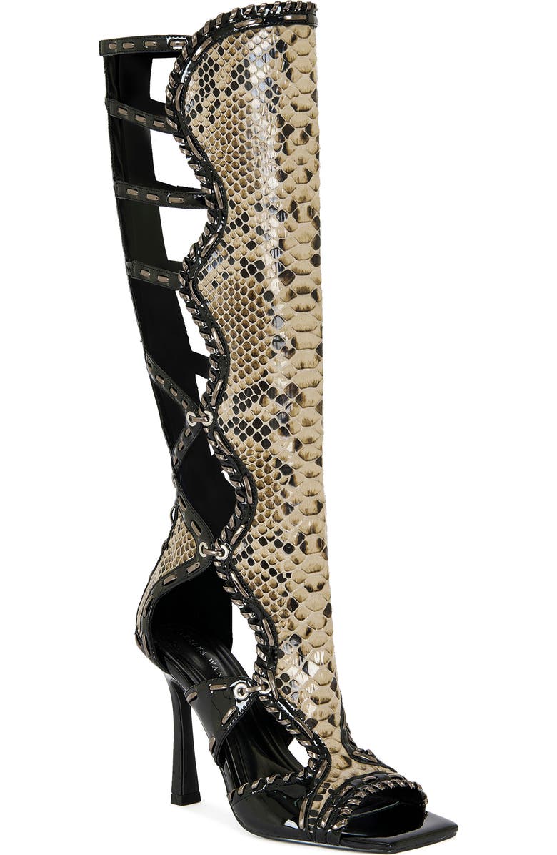 AZALEA WANG Indrani Snake Gladiator Boot, Main, color, Black