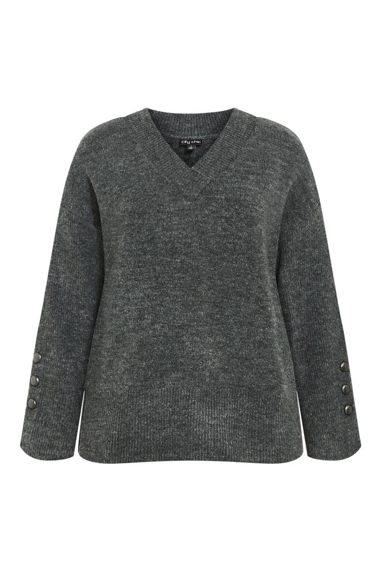 Dorothy Button Cuff Sweater, Alternate, color, GREY