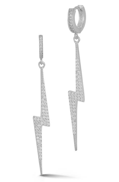 Pavé Lightning Bolt Huggie Hoop Earrings
