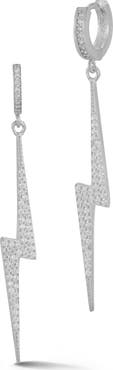 SPHERA MILANO Pavé Lightning Bolt Huggie Hoop Earrings