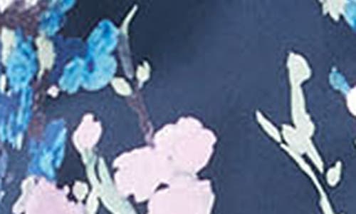 Vince Painted Bouquet Long Sleeve Silk Button-up Shirt In Blue