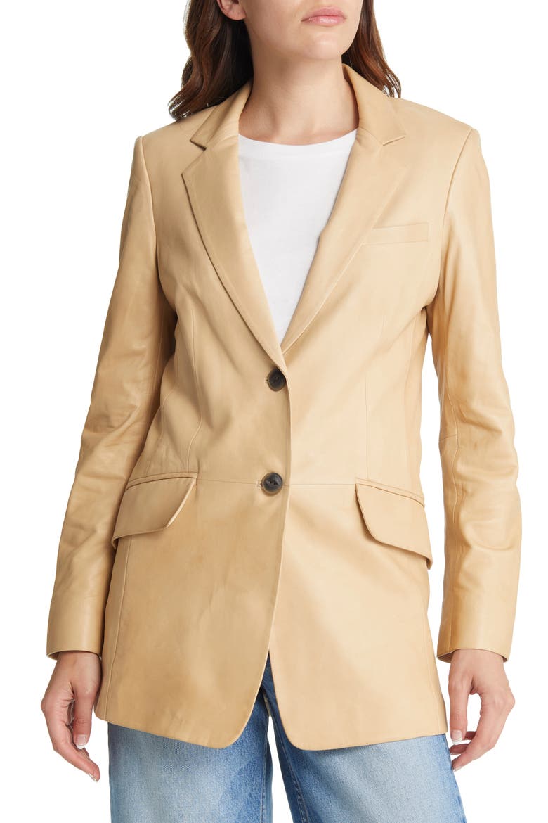ICONS Charles Leather Blazer, Alternate, color, BEIGE