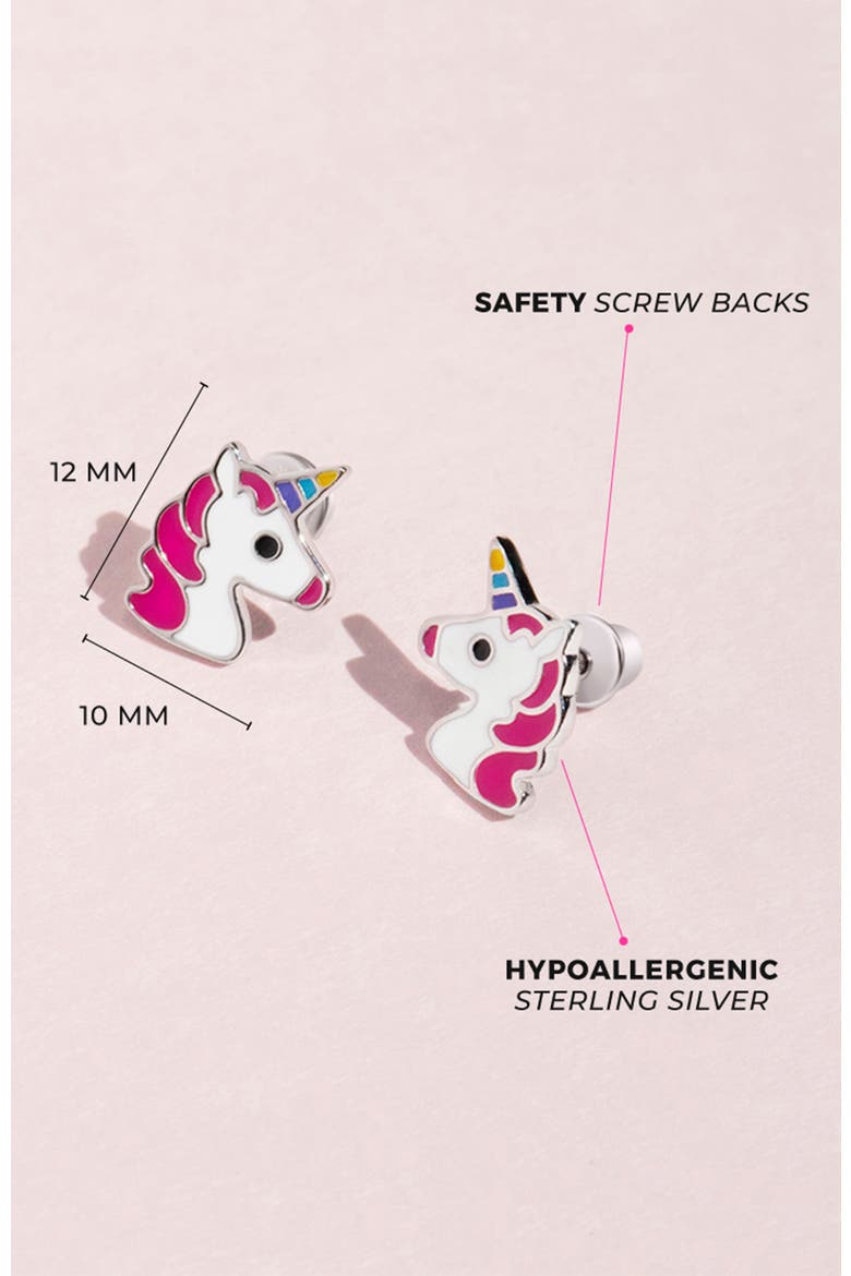 Rainbow Unicorn Earrings, Alternate, color, Pink