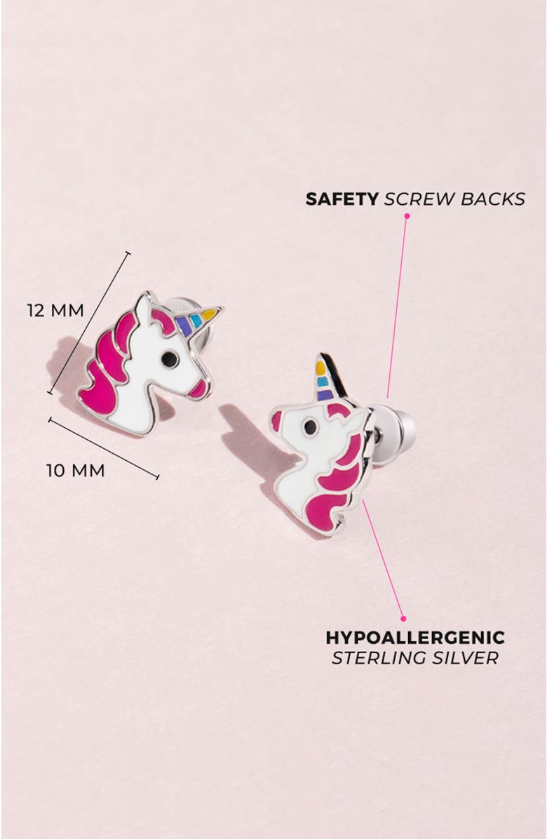 In Season Jewelry Rainbow Unicorn Earrings, Alternate, color, Pink