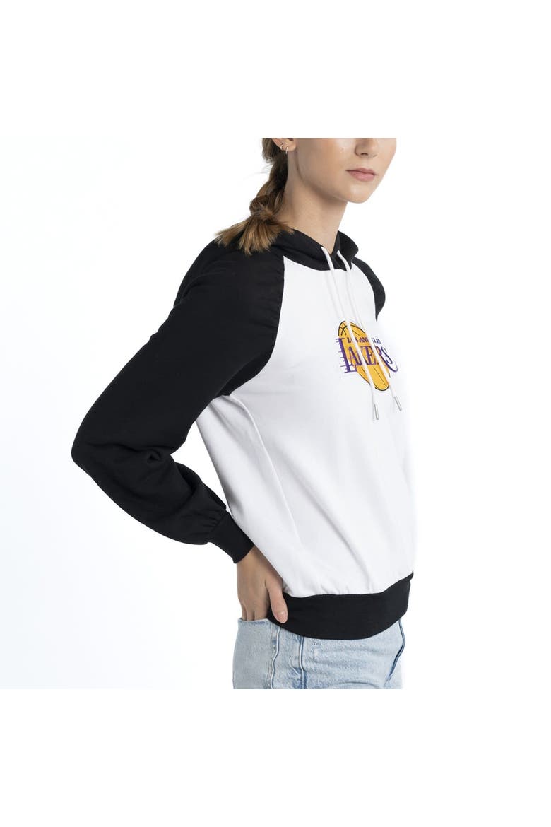 Women's Lusso White Los Angeles Lakers Marlowe Tri-Blend Raglan Pullover Hoodie, Alternate, color, White