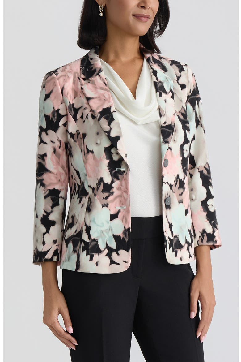 Floral Print Two-Button Blazer, Alternate, color, BLACK MULTI
