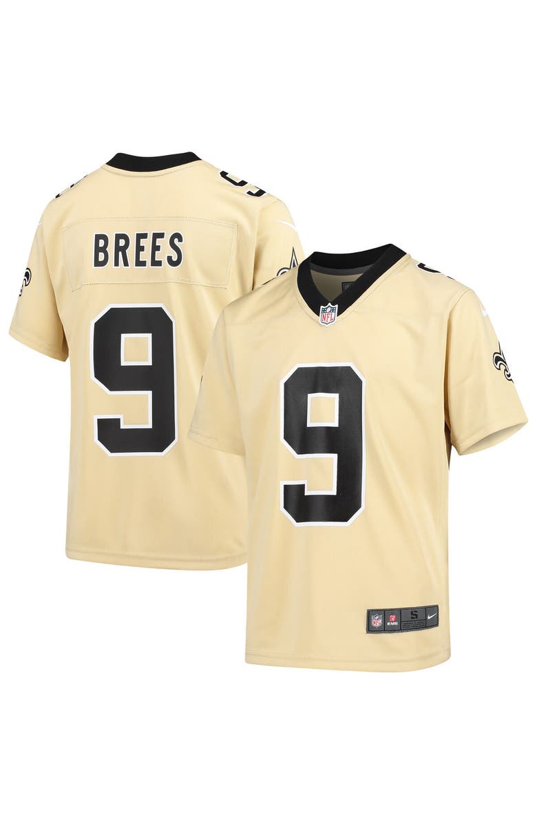 Nike Youth Nike Drew Brees Gold New Orleans Saints Inverted Game Jersey, Main, color, 