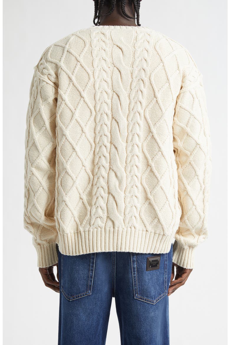 Embroidered Cable Stitch Sweater, Alternate, color, BEIGE