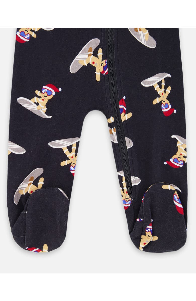 Deux par Deux One-Piece Organic Cotton Pajama Cookie, Alternate, color, Black