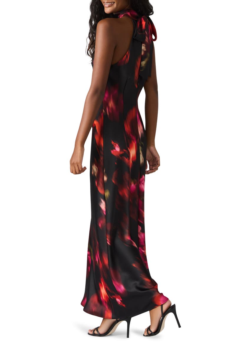 Lara Satin Bias Cut Maxi Dress, Alternate, color, BLURRY FLORAL