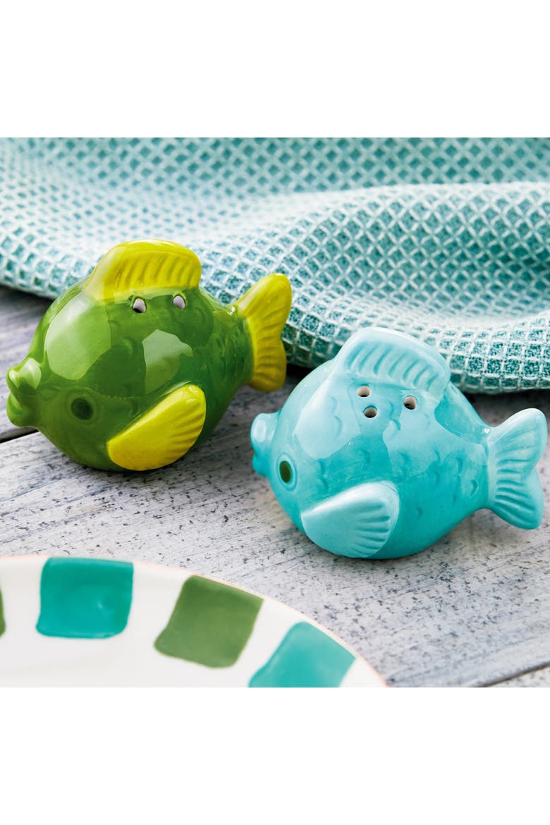 Fish S&P S/2 Multi Earthenware Summer, Alternate, color, Blue