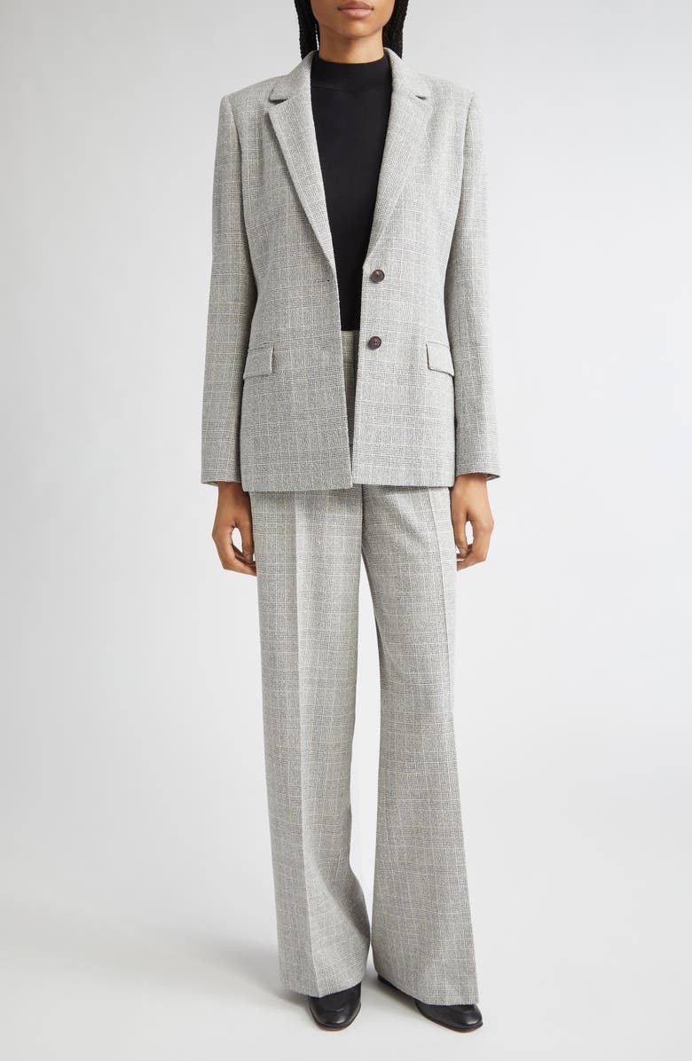 Lafayette 148 New York Glen Plaid Bouclé Knit Blazer, Alternate, color, Black Multi