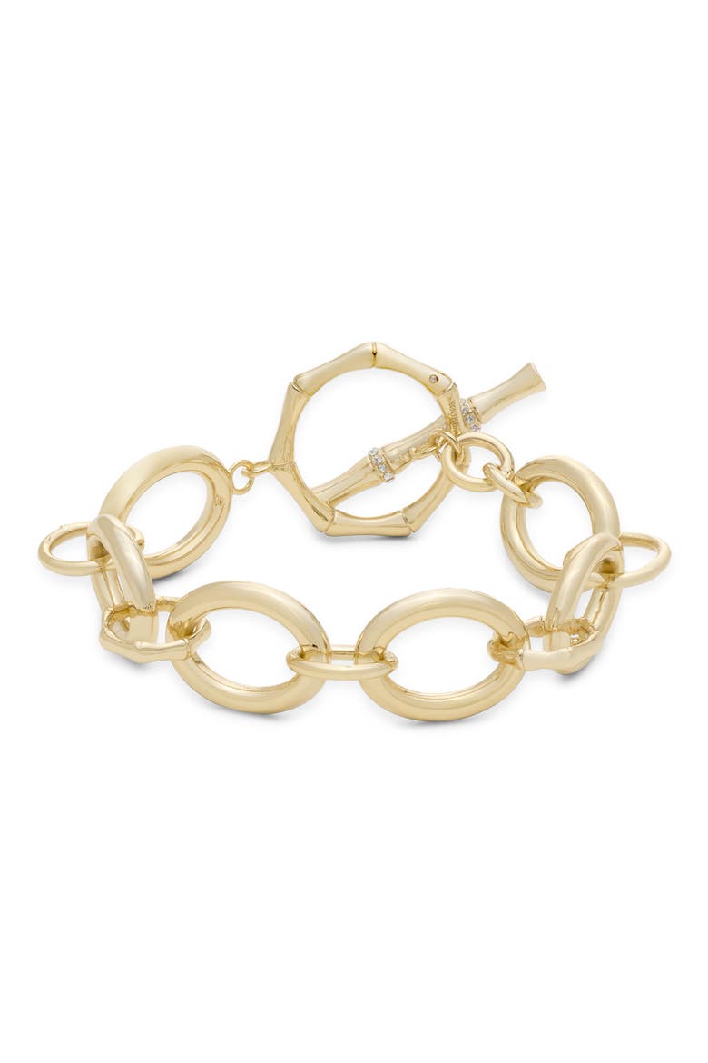 Chiara Goldtone Bamboo Link Bracelet, Alternate, color, GOLD